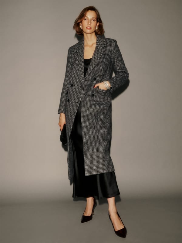 Baker Coat - Black And White Houndstooth